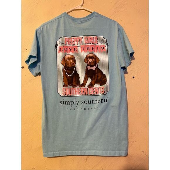 Simply Southern Tshirt M Preppy GirlsLove Their Southern Gents 2 Chocolate Lab P - Picture 1 of 6